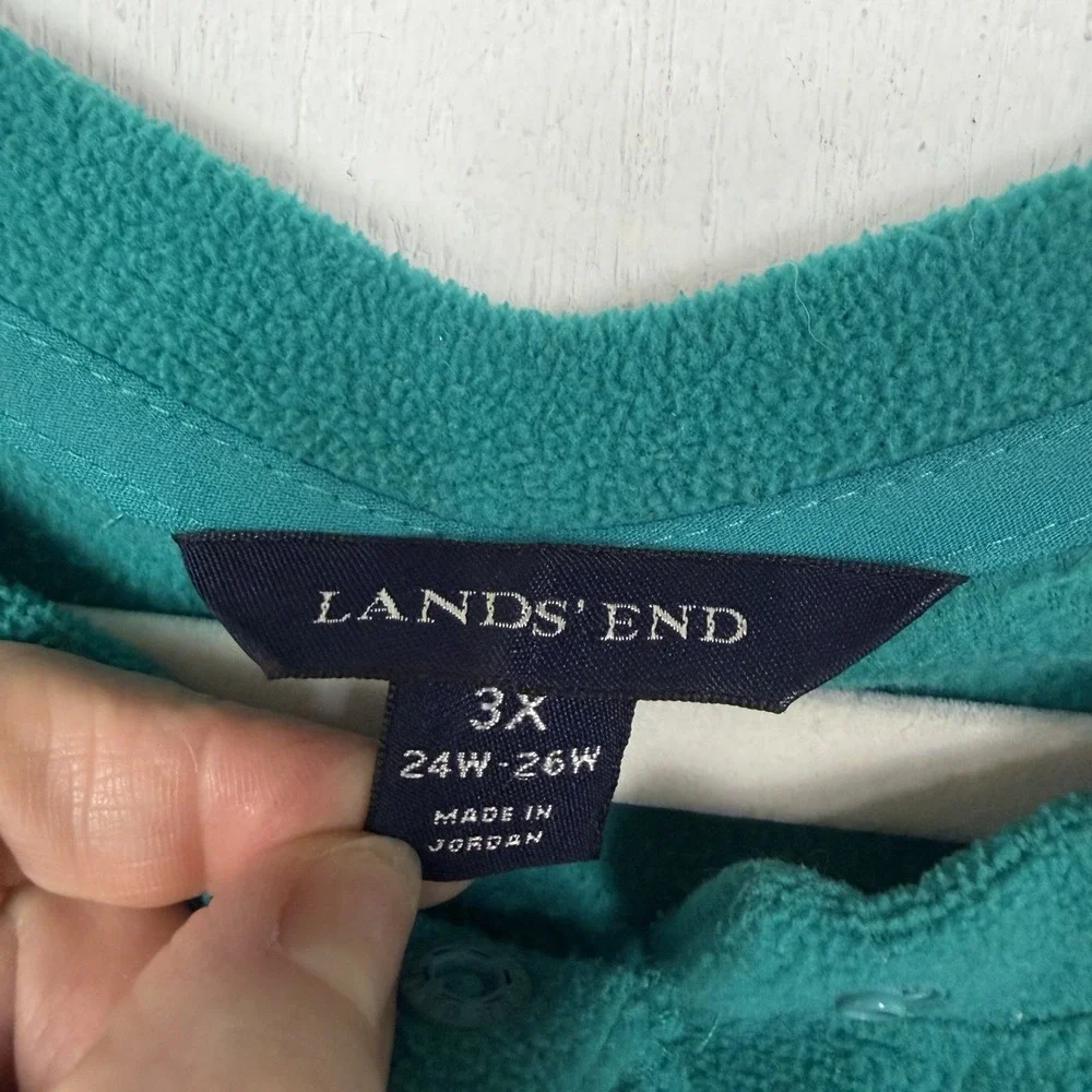 Lands End Womens Polartec Aircore 100 Fleece Pullover Snap Henley SZ 3X Cozy